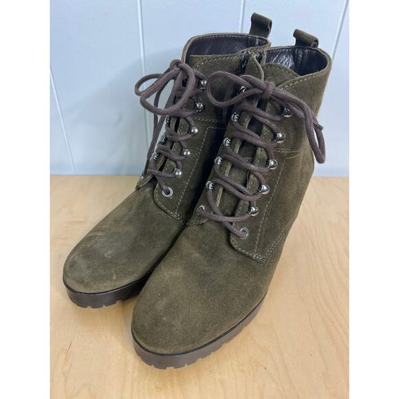 Aquatalia Chance Wedge Waterproof Boot in Forest (Olive Green) Suede SZ 6 1/2 - Picture 5 of 9